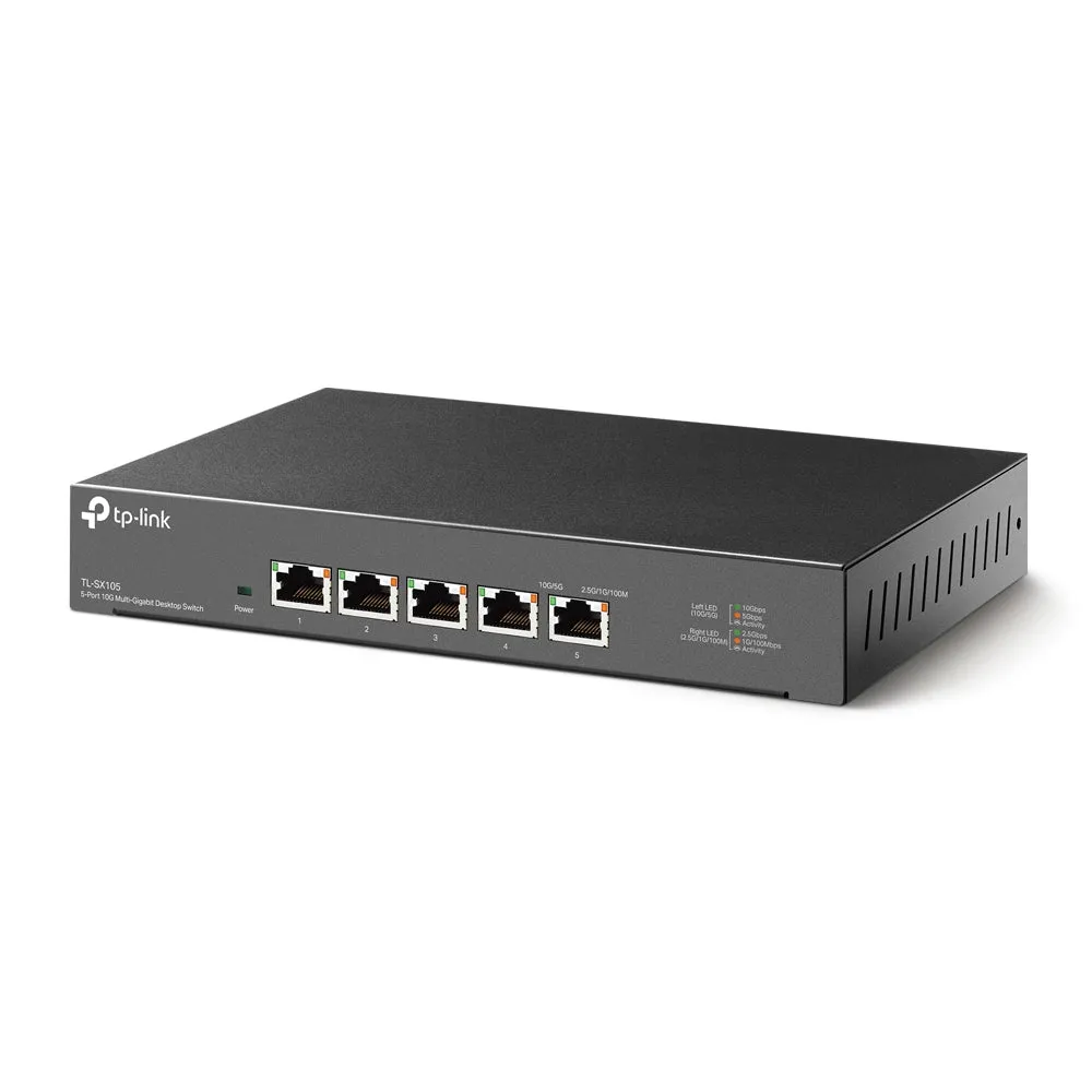 [CLEARANCE] TP-Link TL-SX105 5-Port 10G Multi-Gigabit Desktop Switch (Unmanaged) Lightning Fast Connections, 5 x 10G Ethernet Ports, 100Gbps Switching Capacity, 74.4Mpps Forwarding Rate, Auto-negotiation for 5-speed, Plug & Play