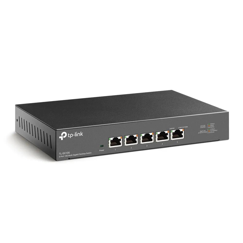 [CLEARANCE] TP-Link TL-SX105 5-Port 10G Multi-Gigabit Desktop Switch (Unmanaged) Lightning Fast Connections, 5 x 10G Ethernet Ports, 100Gbps Switching Capacity, 74.4Mpps Forwarding Rate, Auto-negotiation for 5-speed, Plug & Play