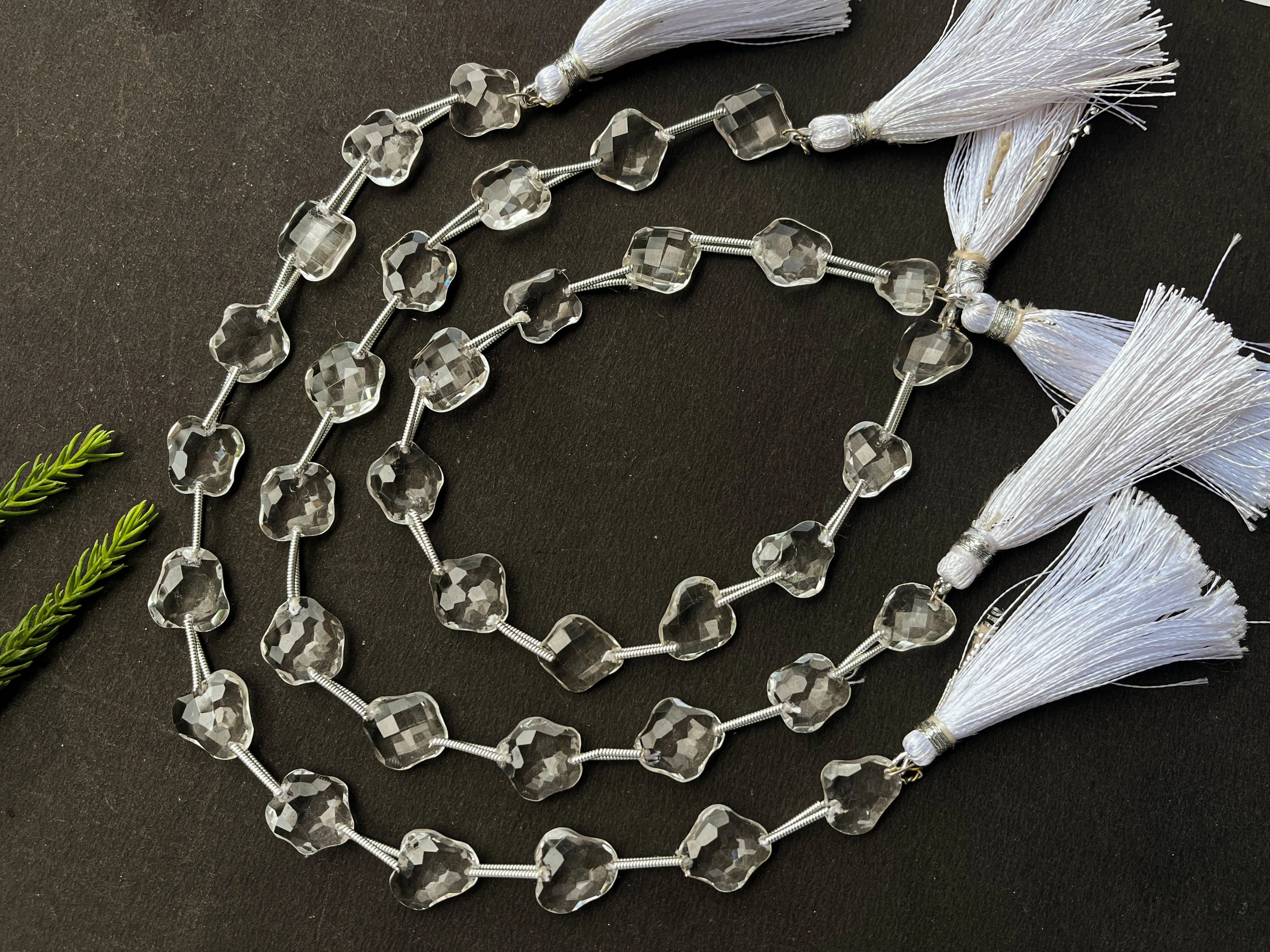 Crystal hammered cut Cloud shape beads | 12 Pieces, 10mm to 12mm