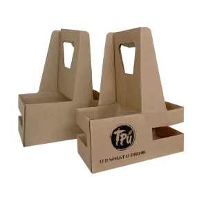 Custom Print Eco Friendly Heavy Duty Kraft Corrugate Cardboard Cup Carriers