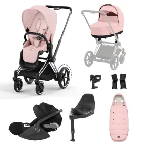 Cybex e-Priam Travel System With Cloud T in Peach Pink