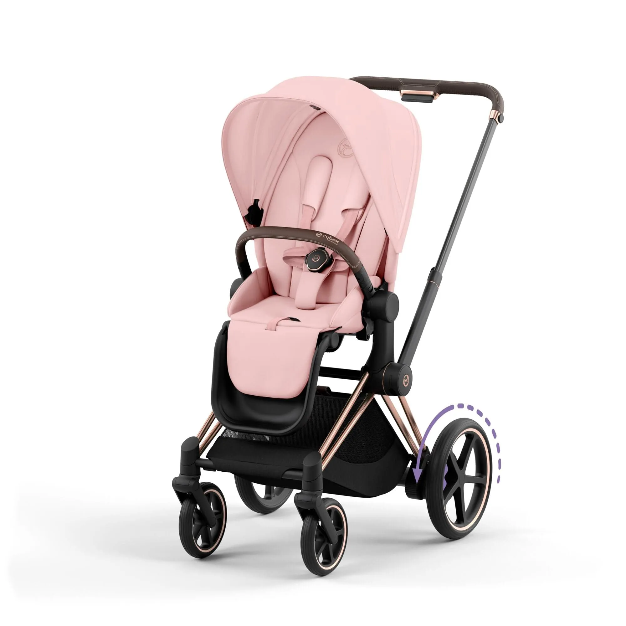 Cybex e-Priam Travel System With Cloud T in Peach Pink