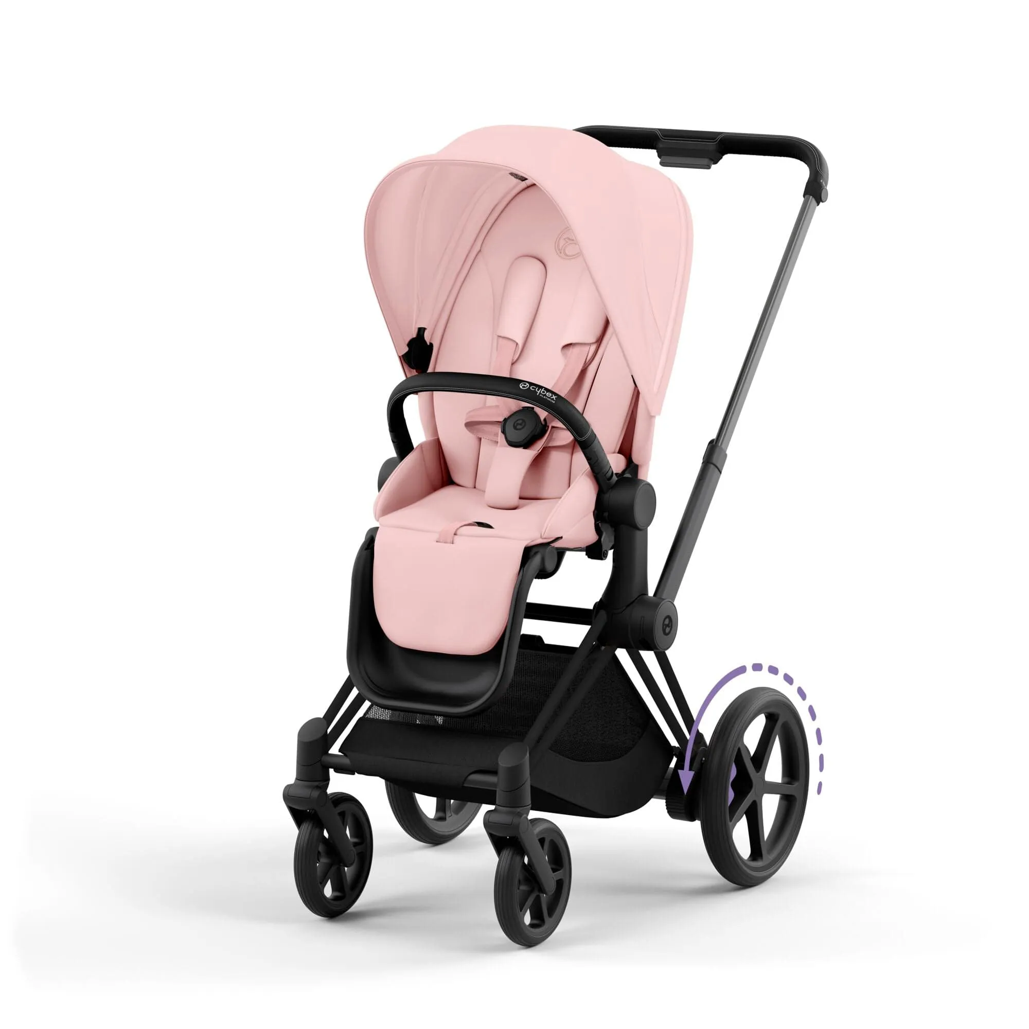 Cybex e-Priam Travel System With Cloud T in Peach Pink