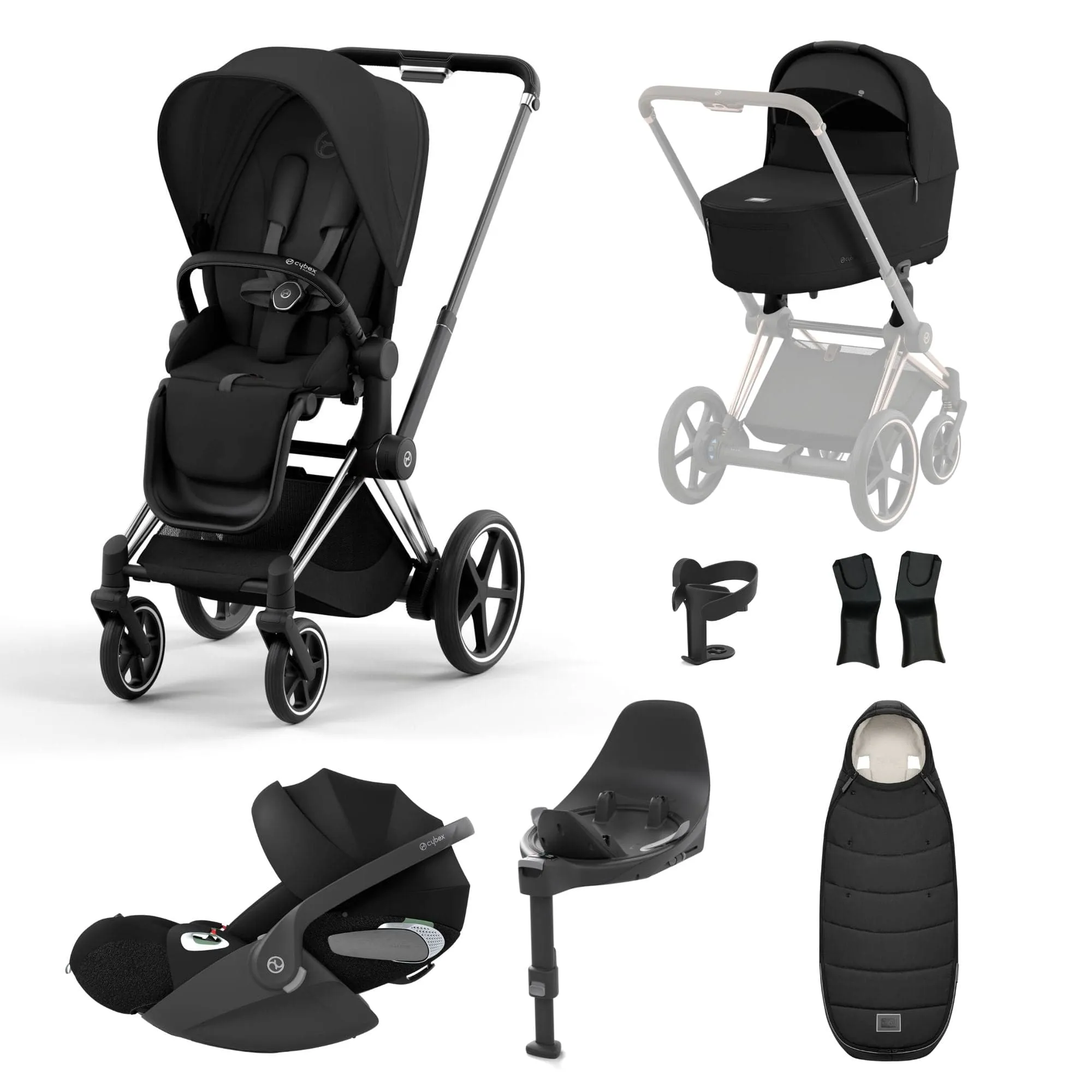 Cybex e-Priam Travel System With Cloud T in Sepia Black