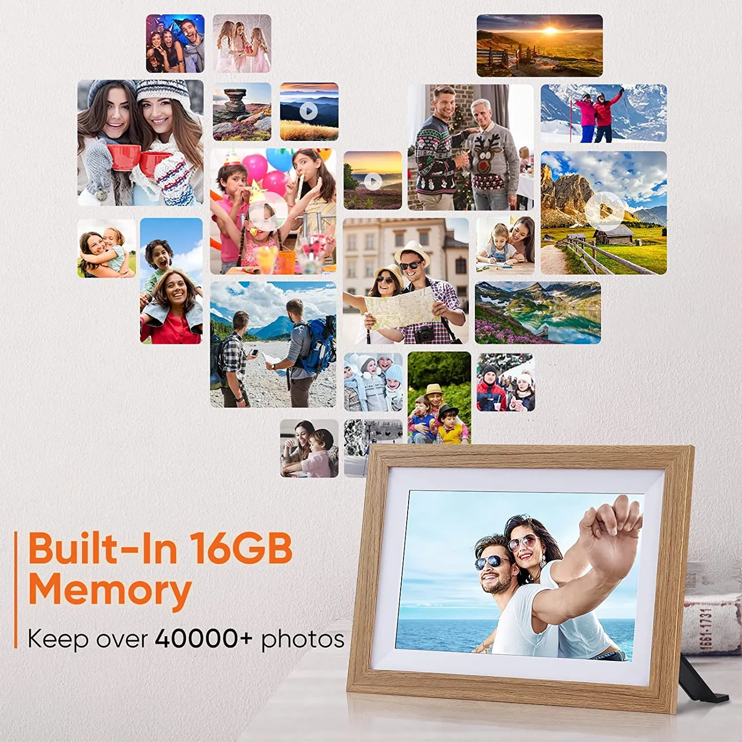 Digital Photo Frame - 10.1 Inch Wi-Fi Digital Picture Frame Easy to Share Videos via Frameo APP, Auto-Rotate & Wall Mountable