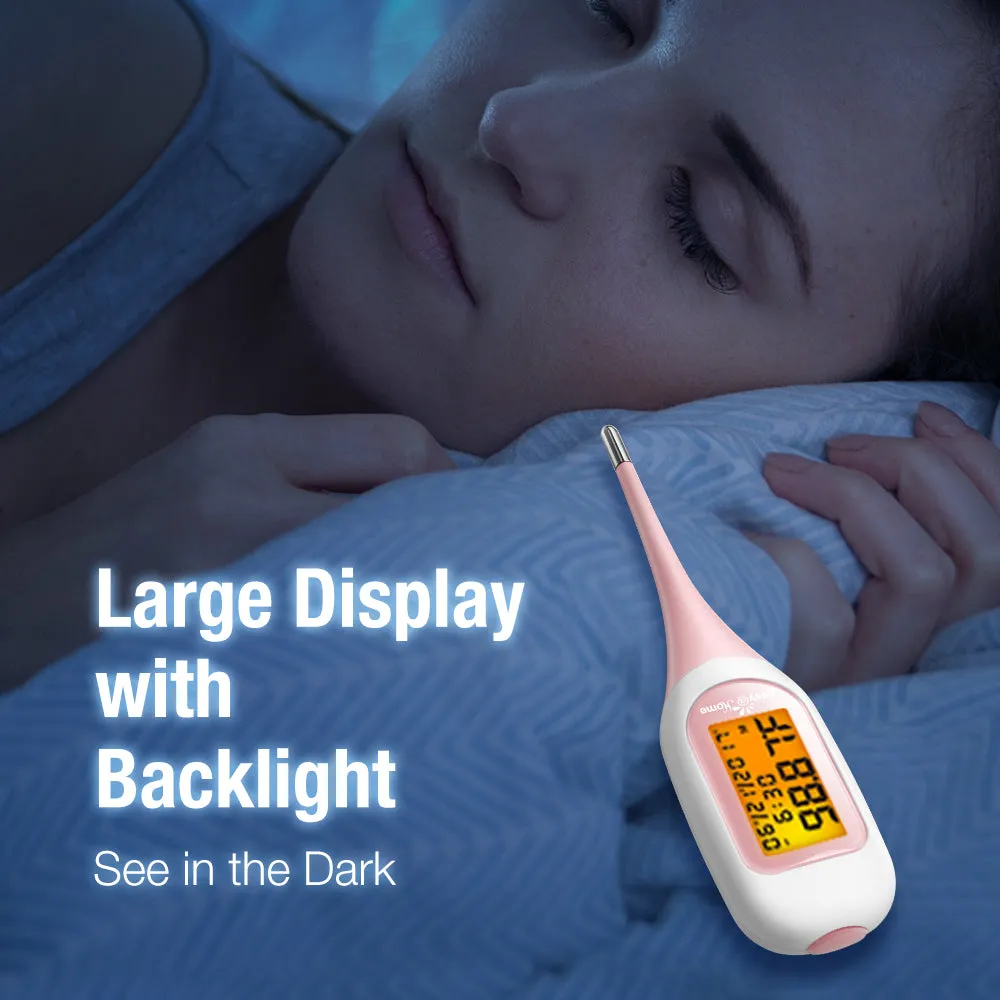Easy@Home Smart Basal Thermometer, Large Screen and Backlit, FSA Eligible, Period Tracker with Premom(iOS & Android) - Auto BBT Sync, Charting, Coverline & Accurate Fertility Prediction EBT-300