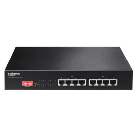 EDIMAX 8 Port 10/100 Fast Ethernet PoE  Switch with DIP Switch. PoE delivery up to 200m. Power budget: 130W. Auto Energy Saving Functions. Plug and Play. VLAN &