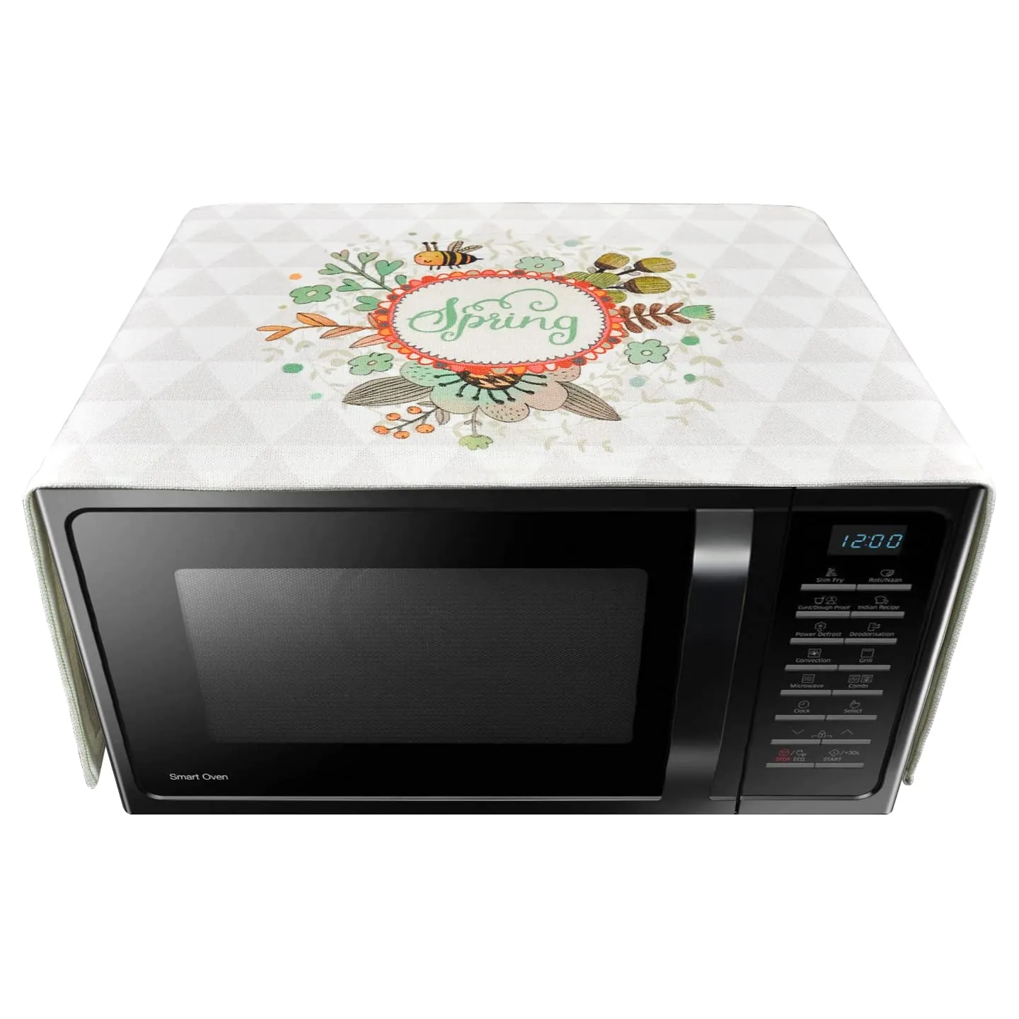FABKUC Microwave/Oven Top Cotton Cover with 2 Utility Pockets, Splash-Proof, Dustproof Washer Dryer Cover (Little Bee)