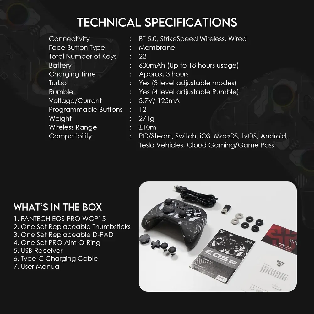 Fantech WGP15 Epsilon Eos Pro Wireless Gaming Controller - Epsilon