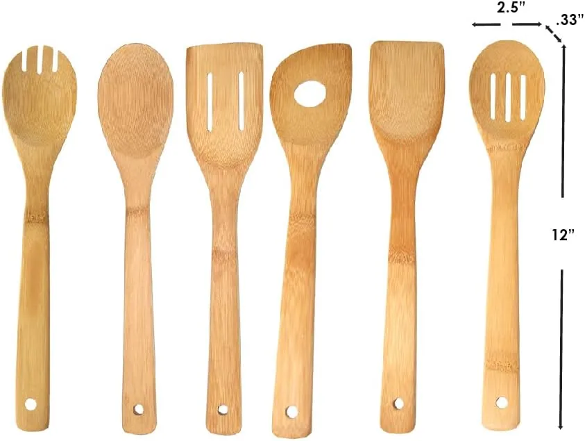 Home Basics 6 Piece Bamboo Kitchen Cutlery Tool Set