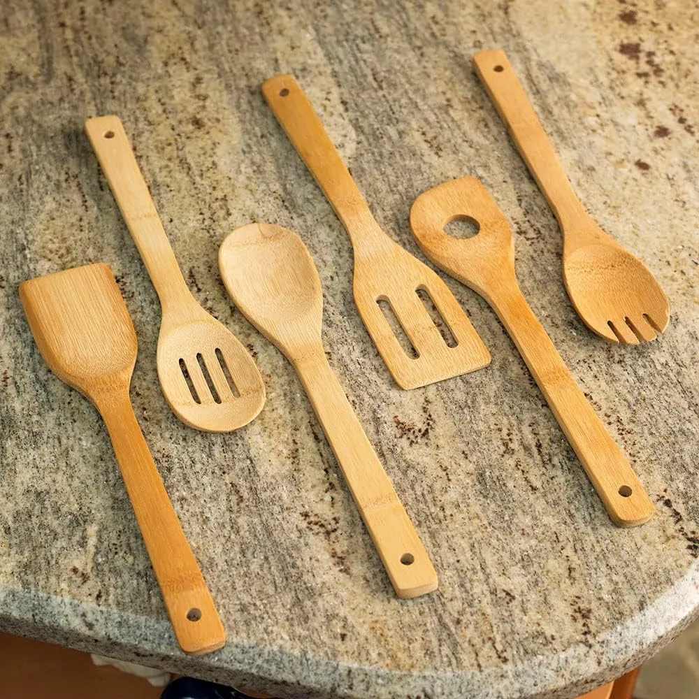 Home Basics 6 Piece Bamboo Kitchen Cutlery Tool Set