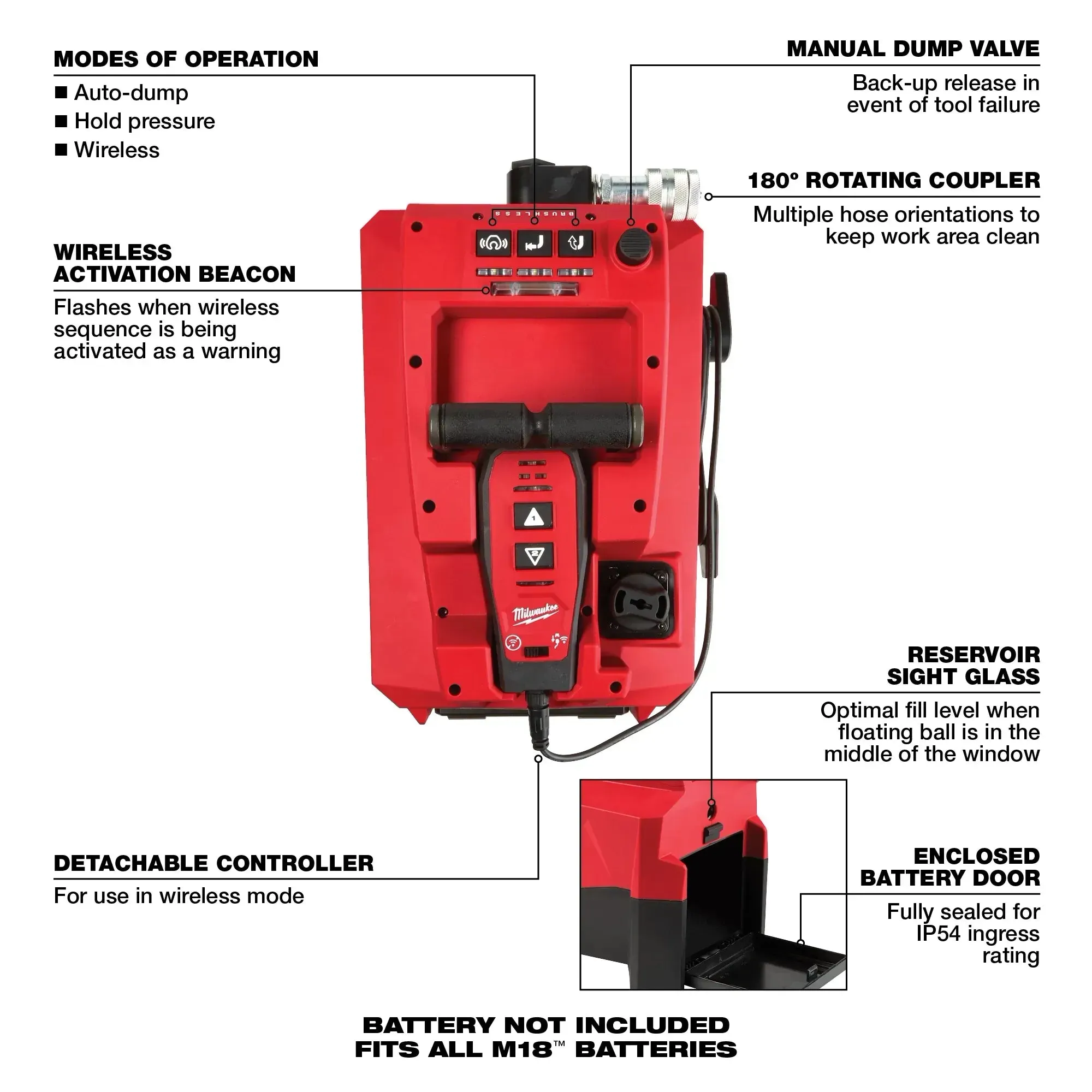 Hydraulic Pump Kit - Milwaukee M18™ FORCE LOGIC™ 10,000psi Hydraulic Pump Kit, 2774-21HD