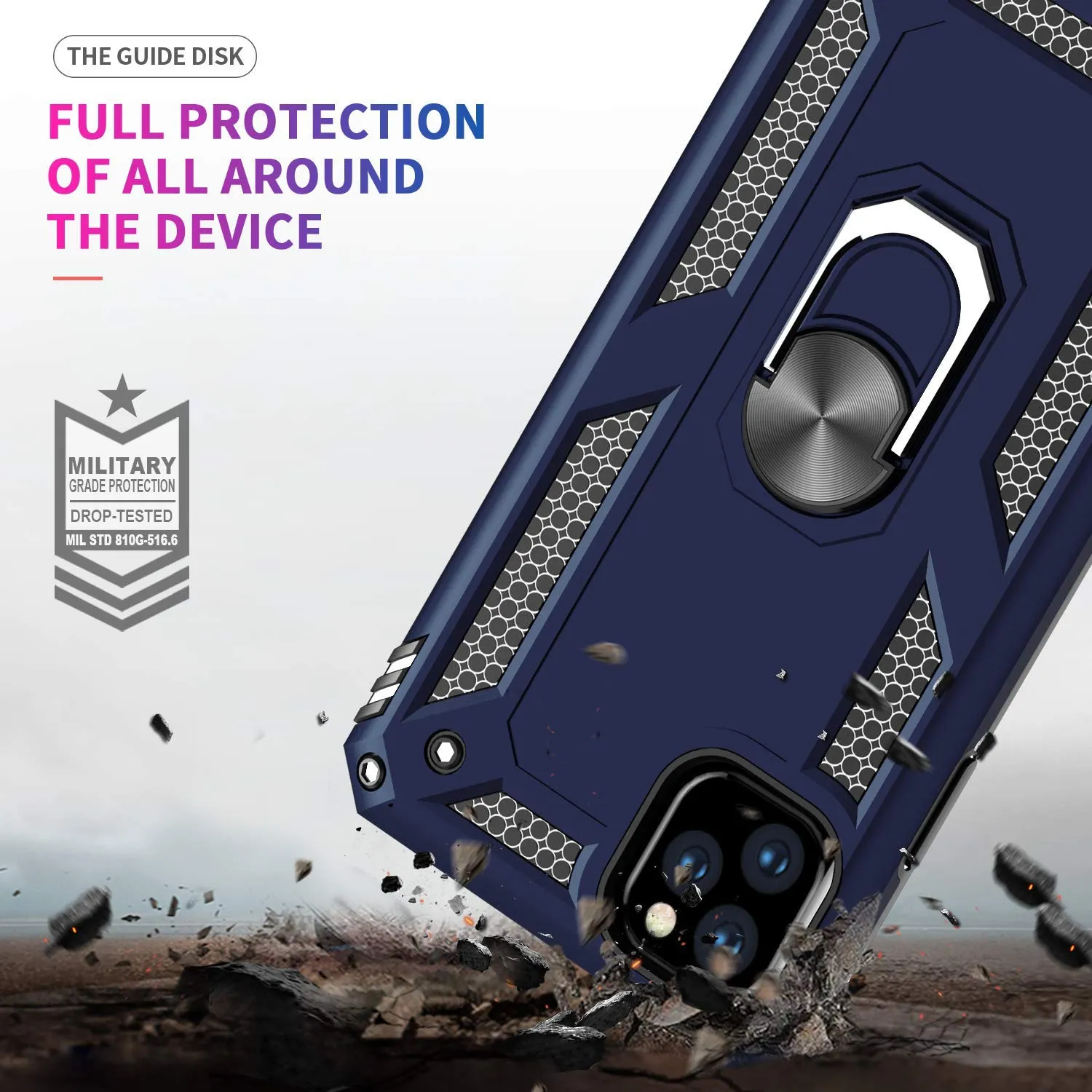 iPhone 11 Pro Max Case with Tempered Glass Screen Protector [2Pack], LeYi Military Grade Armor Phone Cover Case with Ring Magnetic Car Mount Kickstand