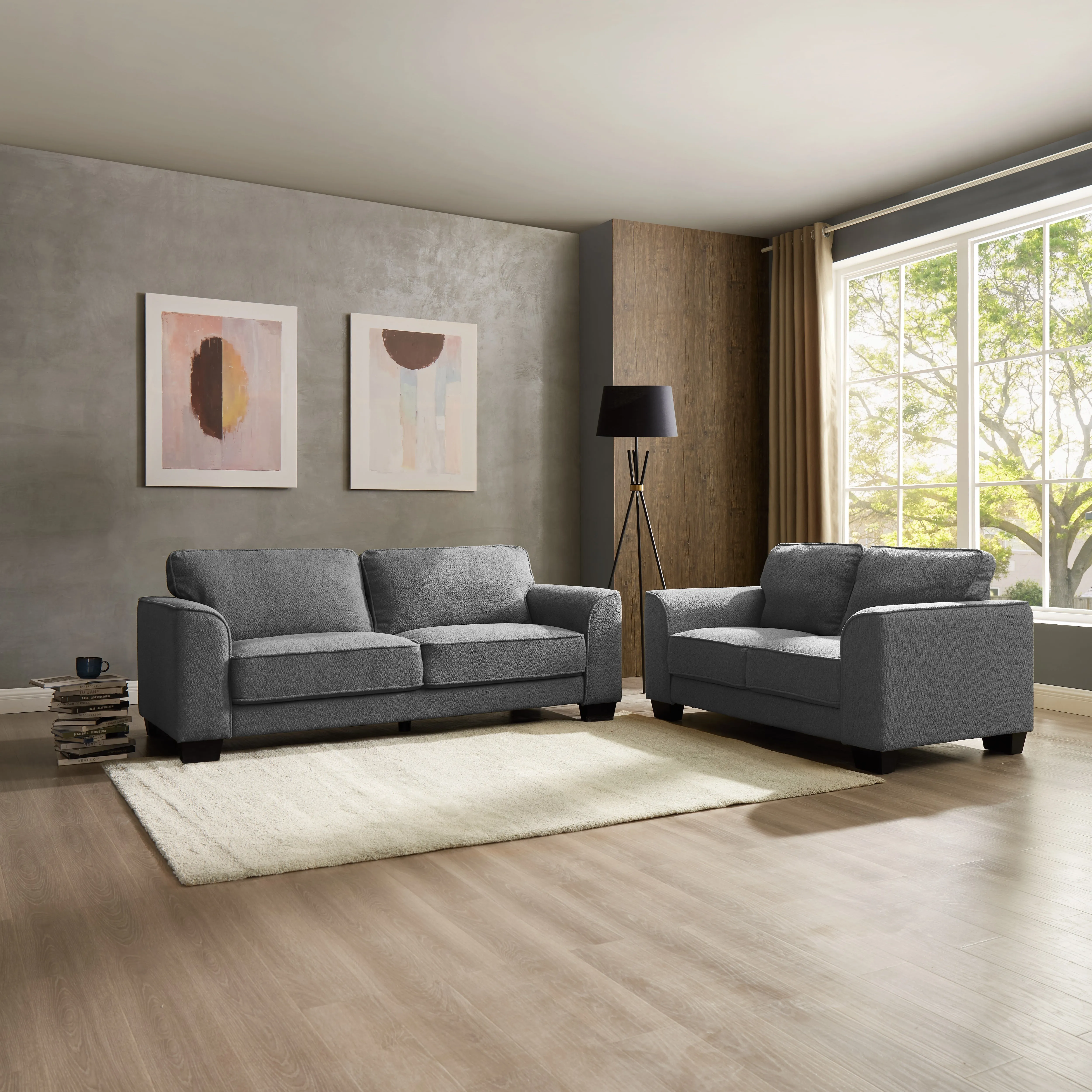Jada Dark Grey Boucle Fabric 3 Seater Sofa