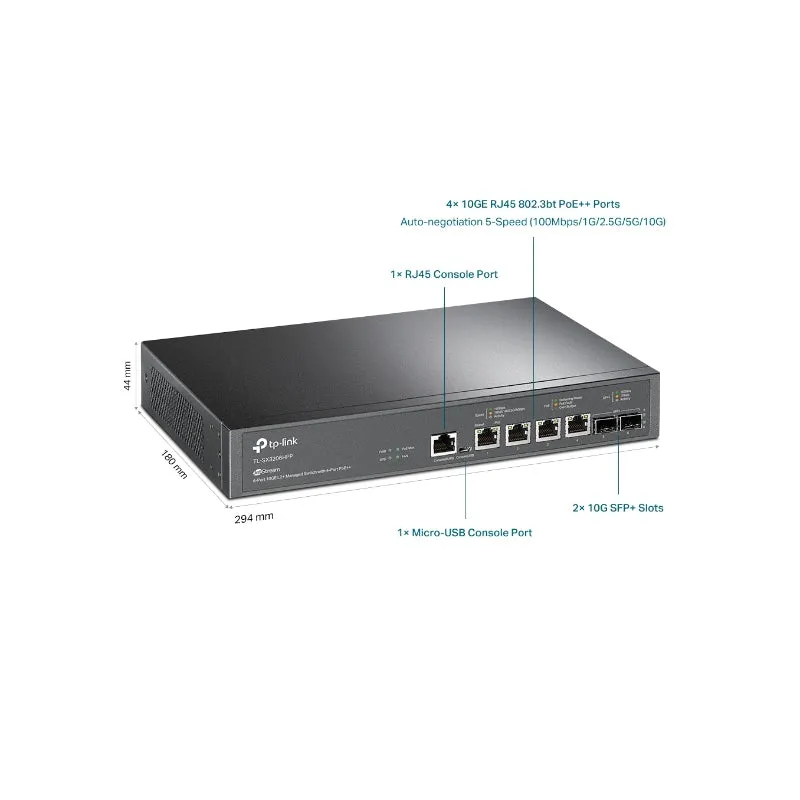 JetStream 6-Port 10GE L2  Managed Switch with 4-Port PoE  