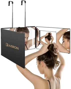 JUSRON 3 Way Mirror for Self Hair Cutting 360 Viewing Angle Self Hair Cutting Mirror, Clear Anti-Fog HD Glass