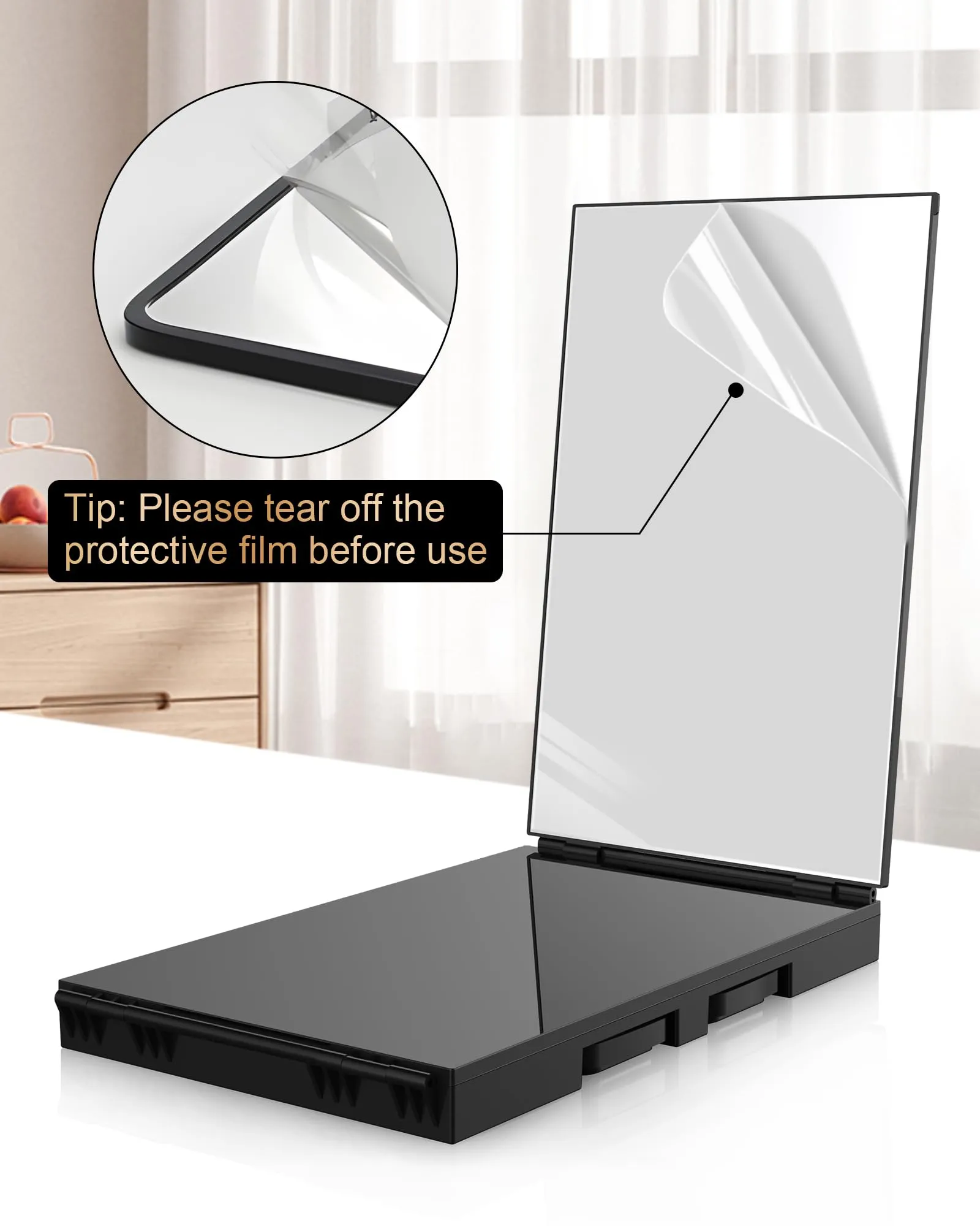 JUSRON 3 Way Mirror for Self Hair Cutting 360 Viewing Angle Self Hair Cutting Mirror, Clear Anti-Fog HD Glass