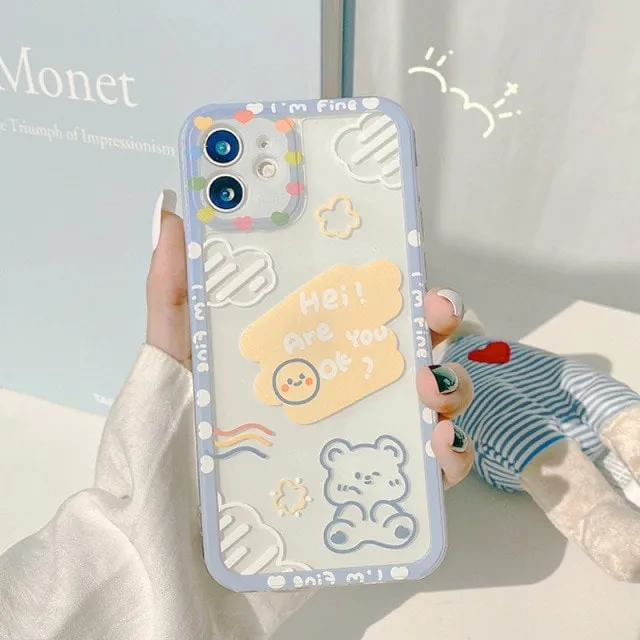 Kawaii Cloud Bear Doodle Art iPhone Case