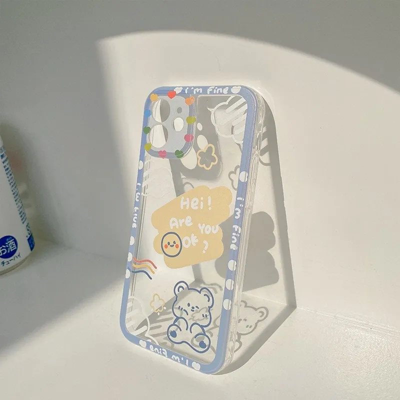 Kawaii Cloud Bear Doodle Art iPhone Case