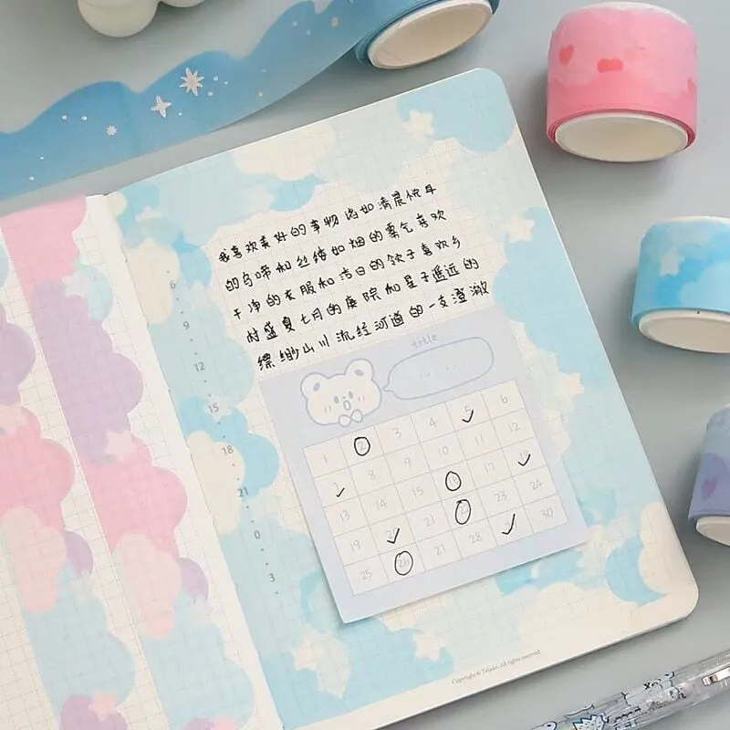 Kawaii Heart Cloud Adhesive Tape