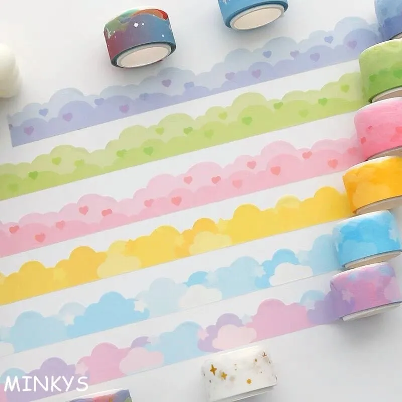 Kawaii Heart Cloud Adhesive Tape
