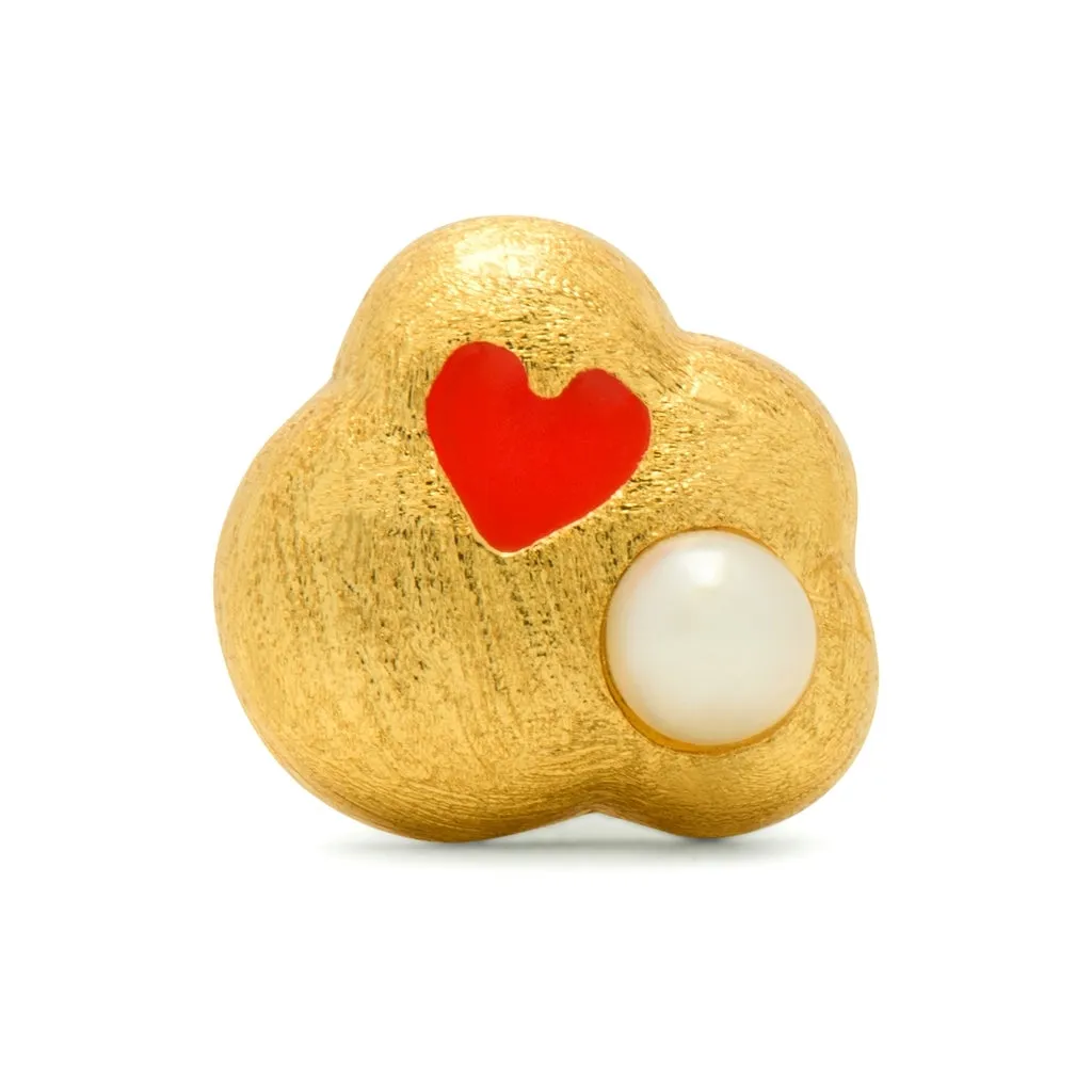 Magic Stone Heart earring 1 pcs - Gold plated
