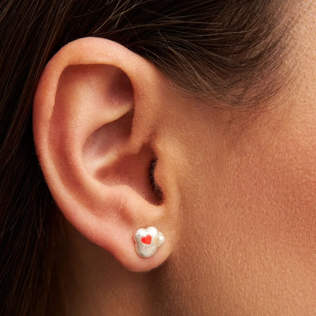Magic Stone Heart earring 1 pcs - Silver Plated