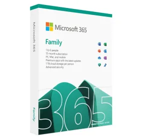 Microsoft Office 365 Family, 6 User, One Year Subscription