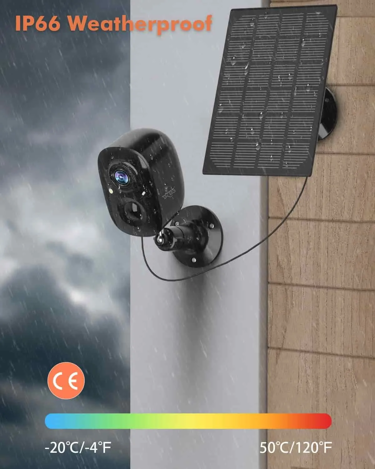 Mini 1080P Wireless Battery Powered Security Camera with Solar Panel for Indoor Outdoor Use Dzees CG6BK