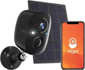 Mini 1080P Wireless Battery Powered Security Camera with Solar Panel for Indoor Outdoor Use Dzees CG6BK