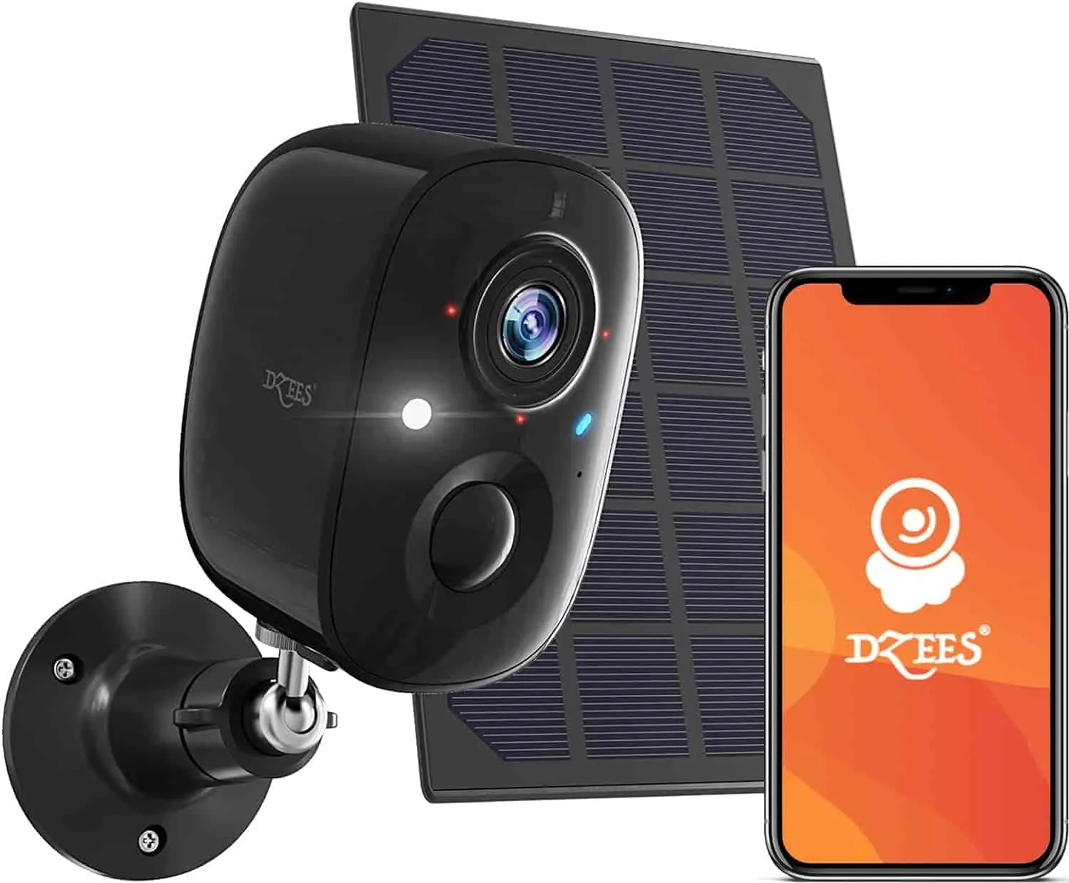 Mini 1080P Wireless Battery Powered Security Camera with Solar Panel for Indoor Outdoor Use Dzees CG6BK