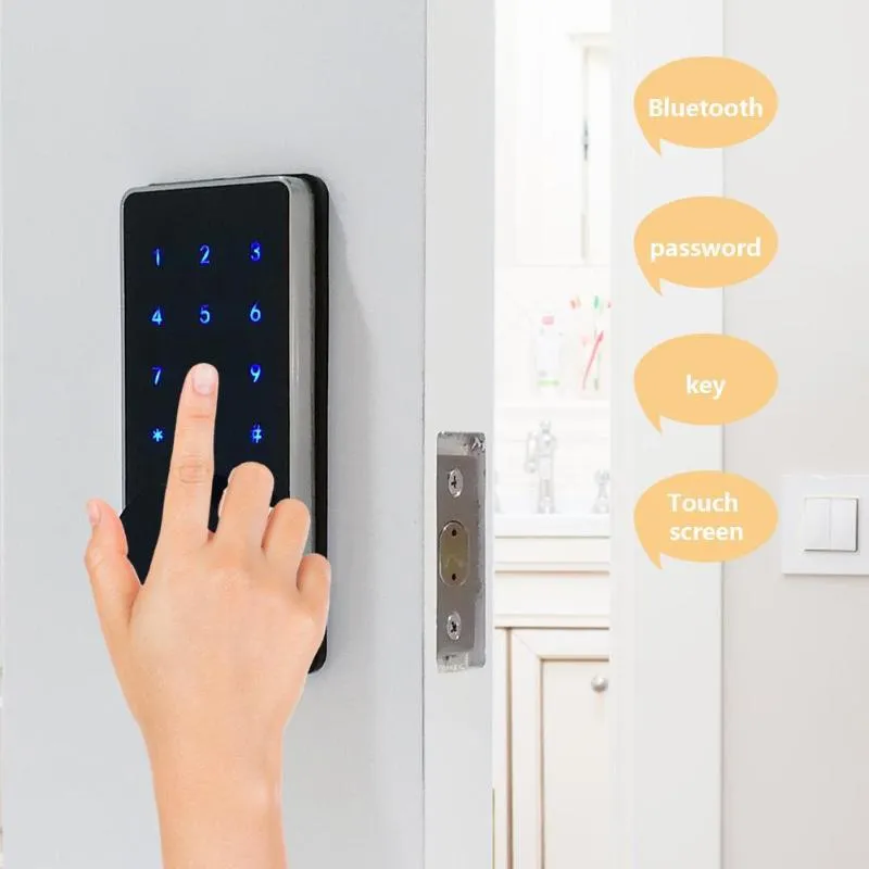 Mobile Phone APP Bluetooth WiFi Wireless Smart Electronic Door Lock Touchscreen Password Lock Safety Door Handle with 2 Key