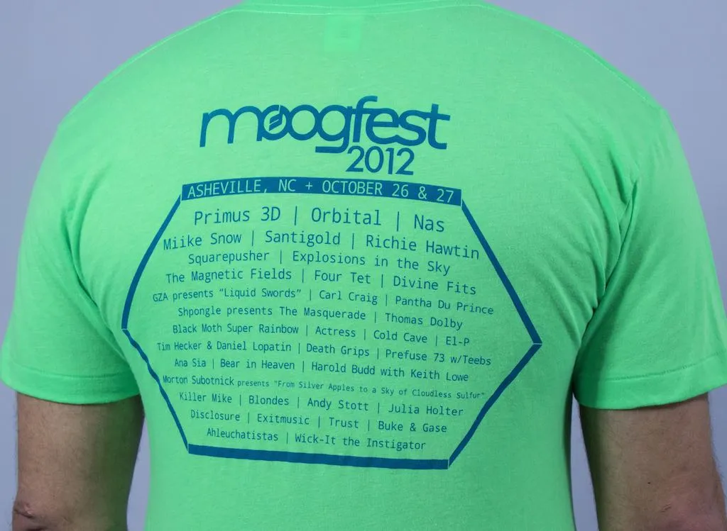 Moogfest 2012 Neon Green V Neck T-shirt