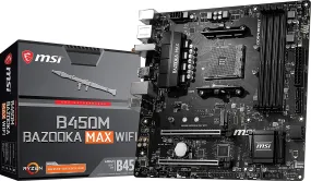 MSI B450M Bazooka MAX WiFi Arsenal Gaming AMD Ryzen 1st, 2nd, and 3rd Gen AM4 M.2 USB 3.2 DDR4 HDMI WiFi Micro-ATX Motherboard