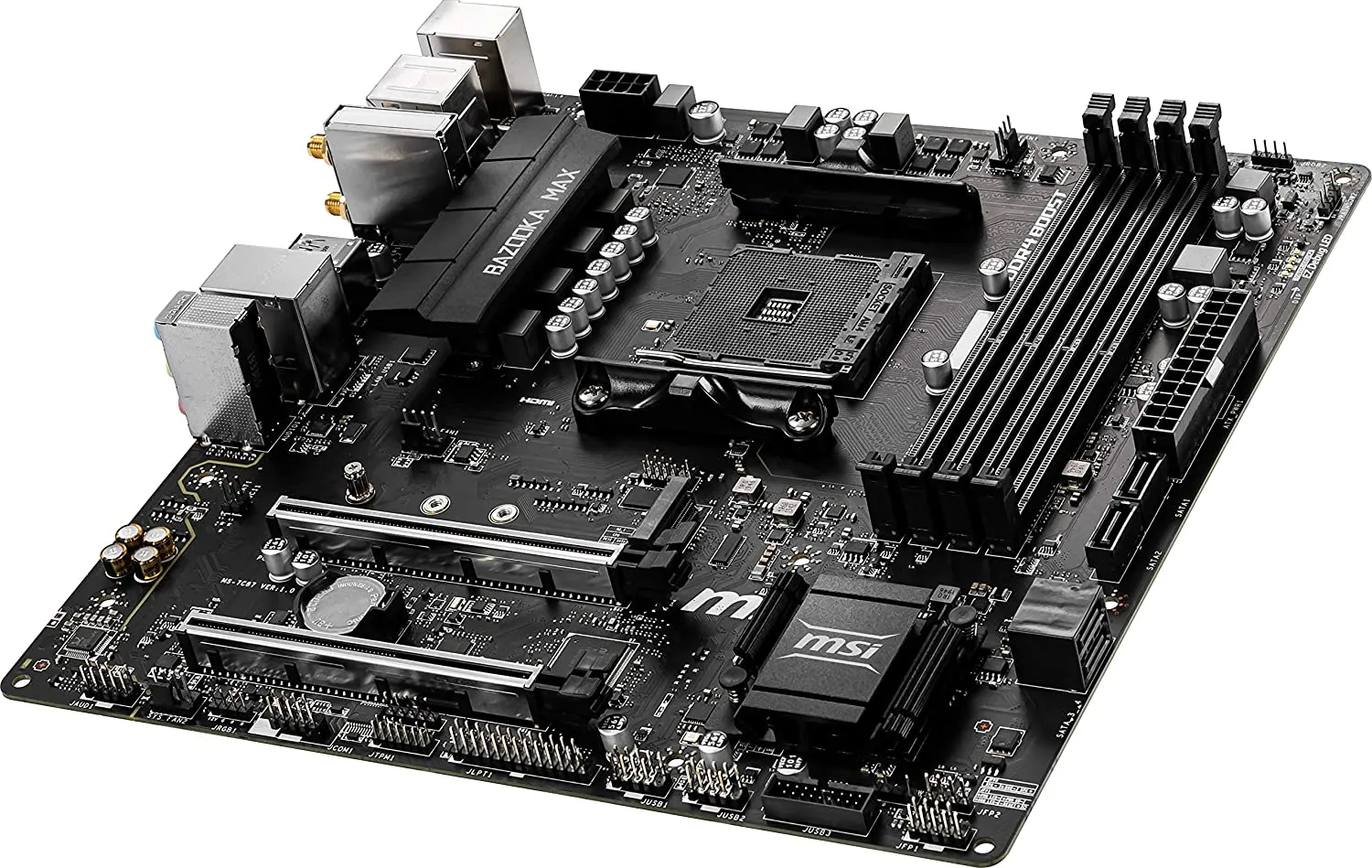 MSI B450M Bazooka MAX WiFi Arsenal Gaming AMD Ryzen 1st, 2nd, and 3rd Gen AM4 M.2 USB 3.2 DDR4 HDMI WiFi Micro-ATX Motherboard