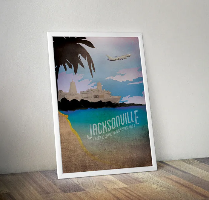 NAVAL STATION JACKSONVILLE VINTAGE ART PRINT