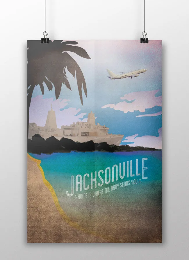 NAVAL STATION JACKSONVILLE VINTAGE ART PRINT