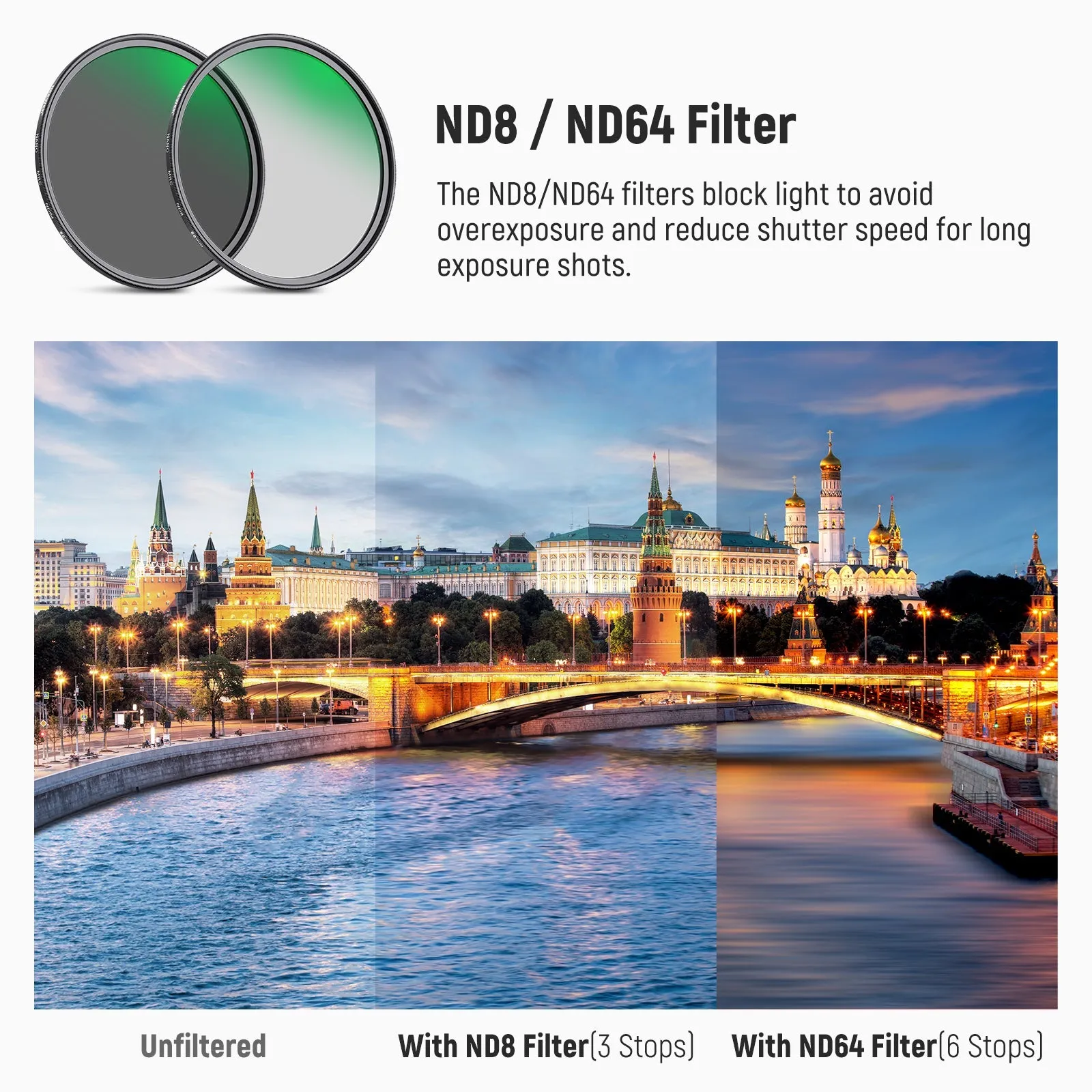 NEEWER ND&CPL Lens Filter Kit (ND8 ND64 CPL)