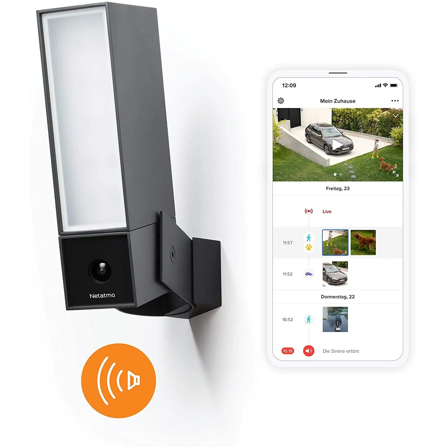 Netatmo Presence mit Sirene (Schwarz)