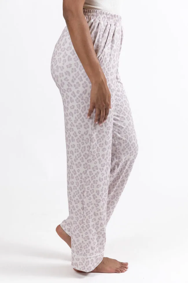 On A Cloud Light Leopard Plush Knit Pajama Set