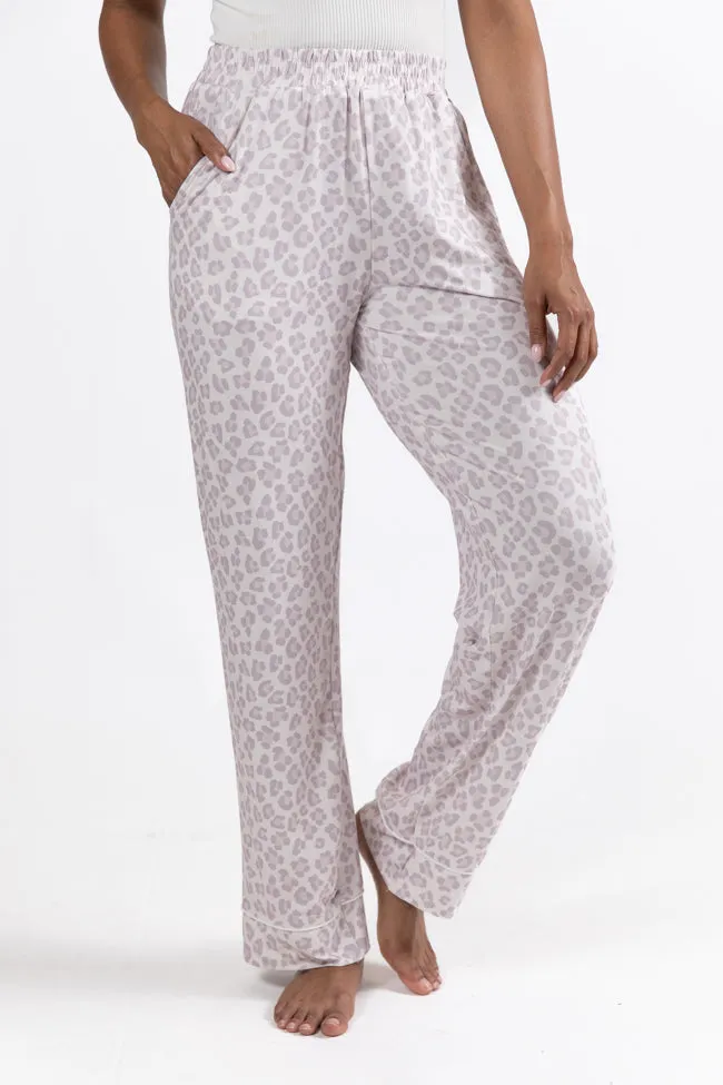 On A Cloud Light Leopard Plush Knit Pajama Set