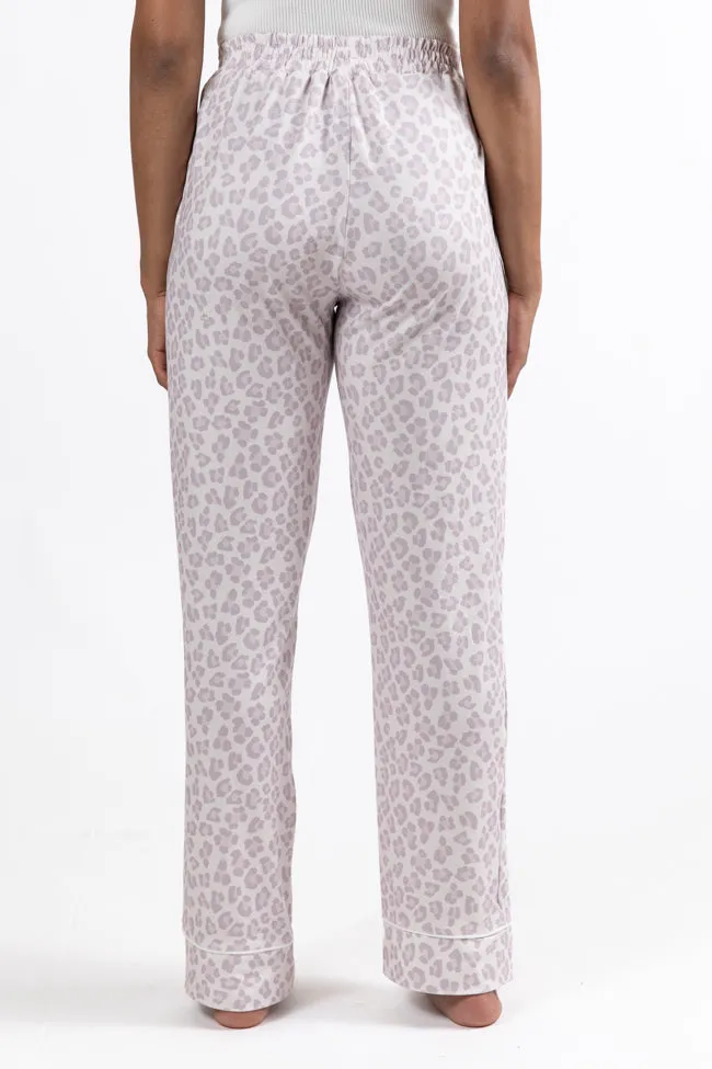 On A Cloud Light Leopard Plush Knit Pajama Set