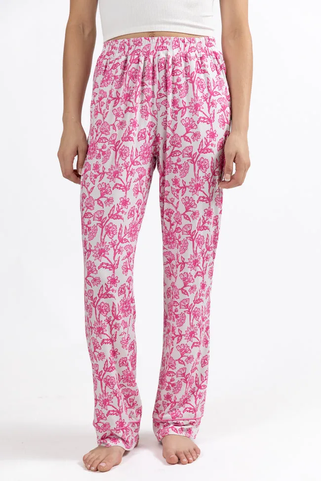 On A Cloud Vintage Pink Floral Plush Knit Pajama Set