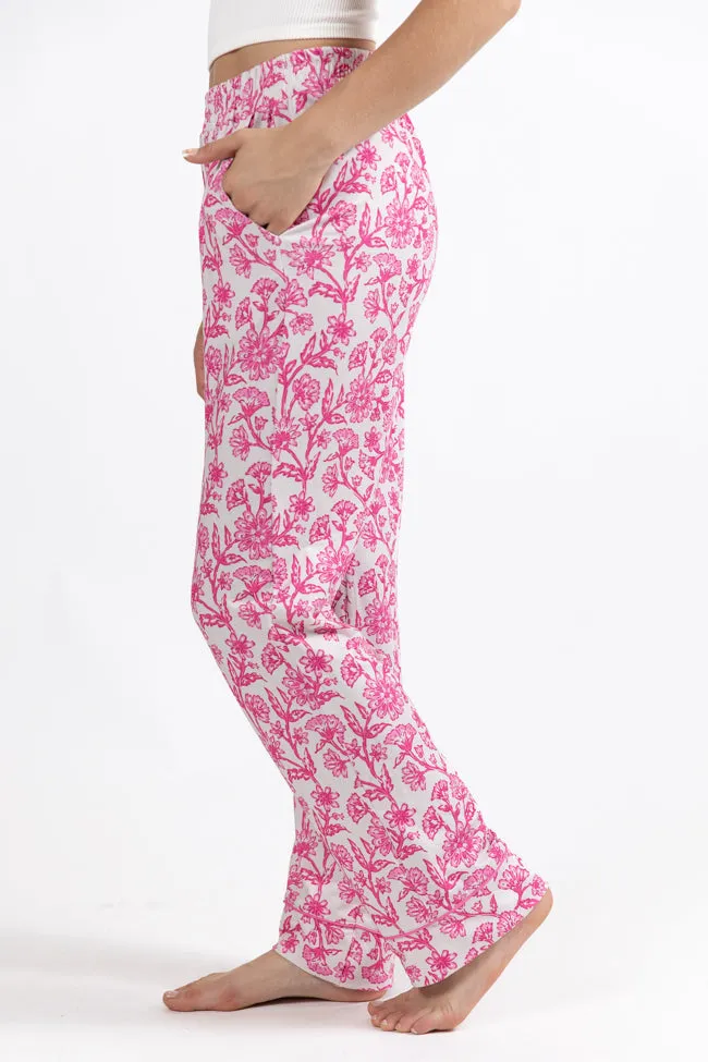 On A Cloud Vintage Pink Floral Plush Knit Pajama Set