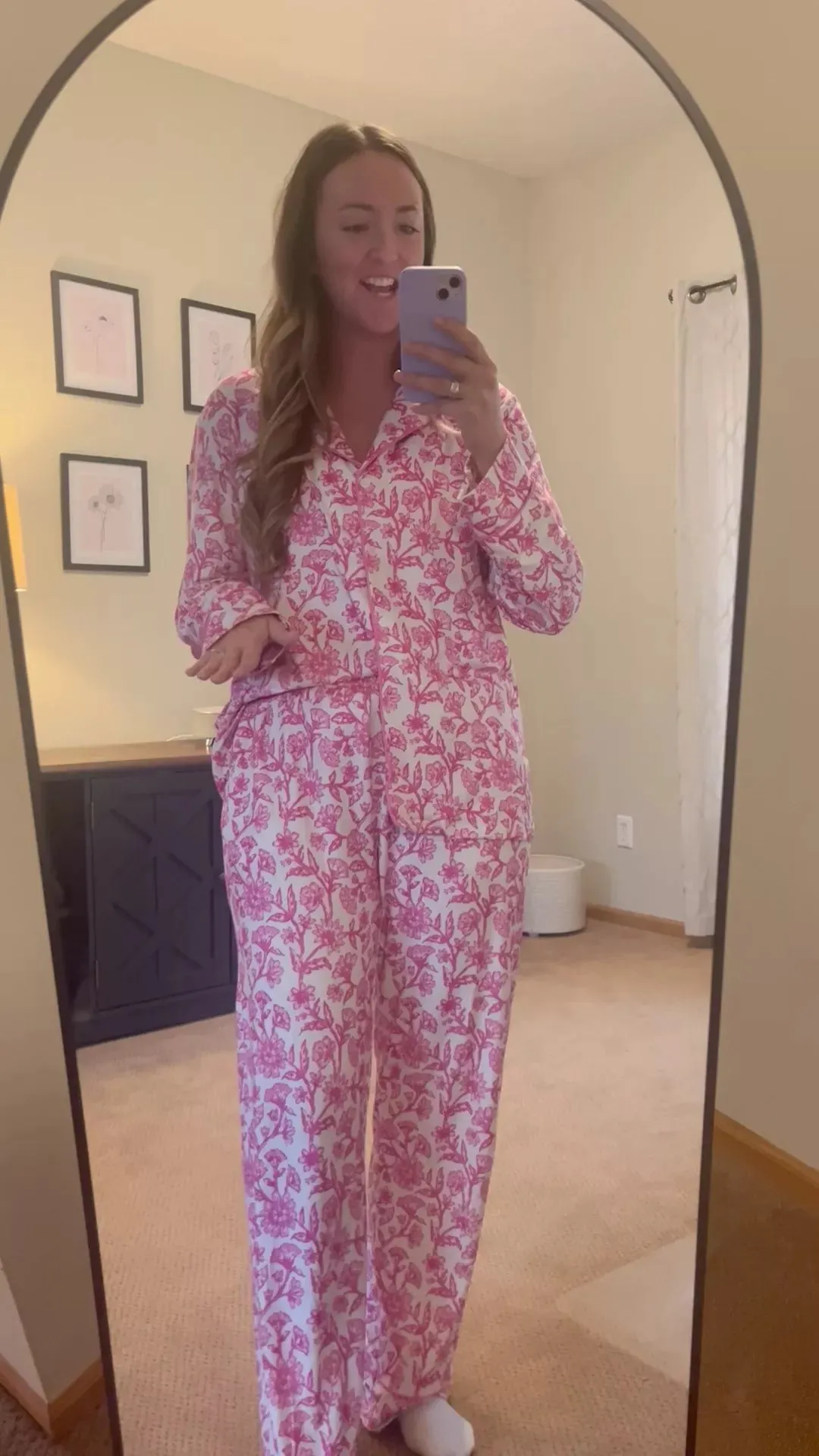 On A Cloud Vintage Pink Floral Plush Knit Pajama Set
