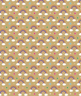 Rainbow Cloud & Star Eco-friendly Kraft Wrapping Paper with Cut Line on Reverse