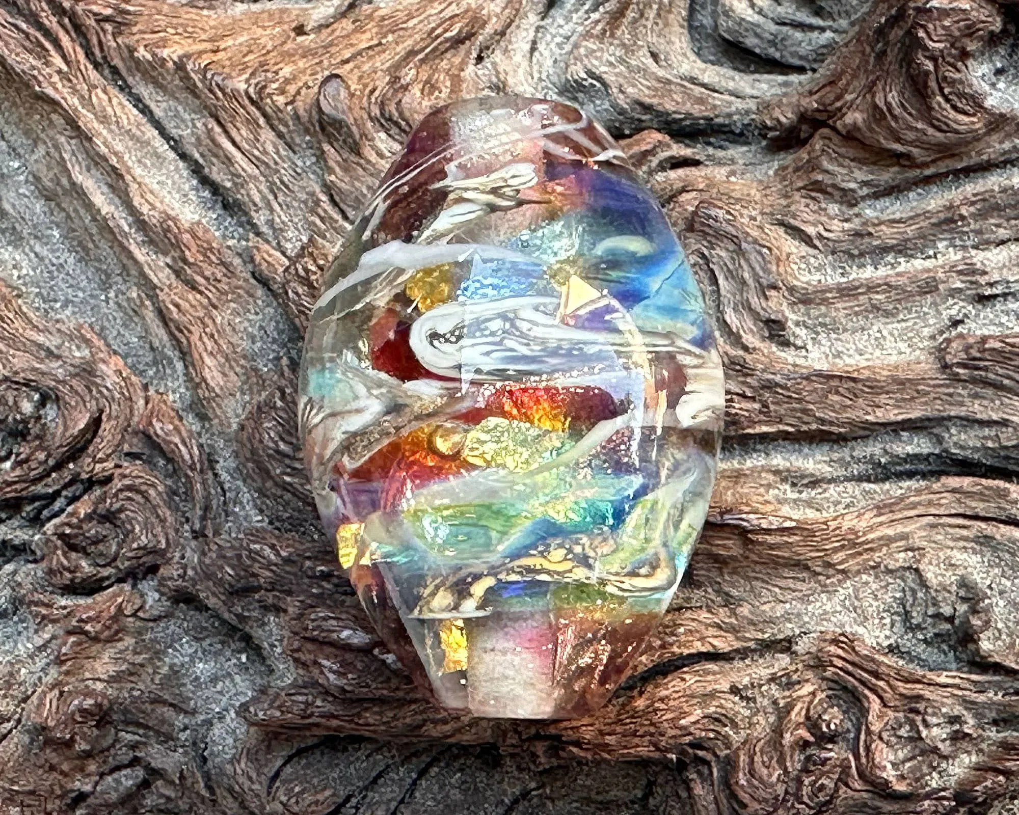 Rainbow Shimmer Lampwork Focal Bead SRA