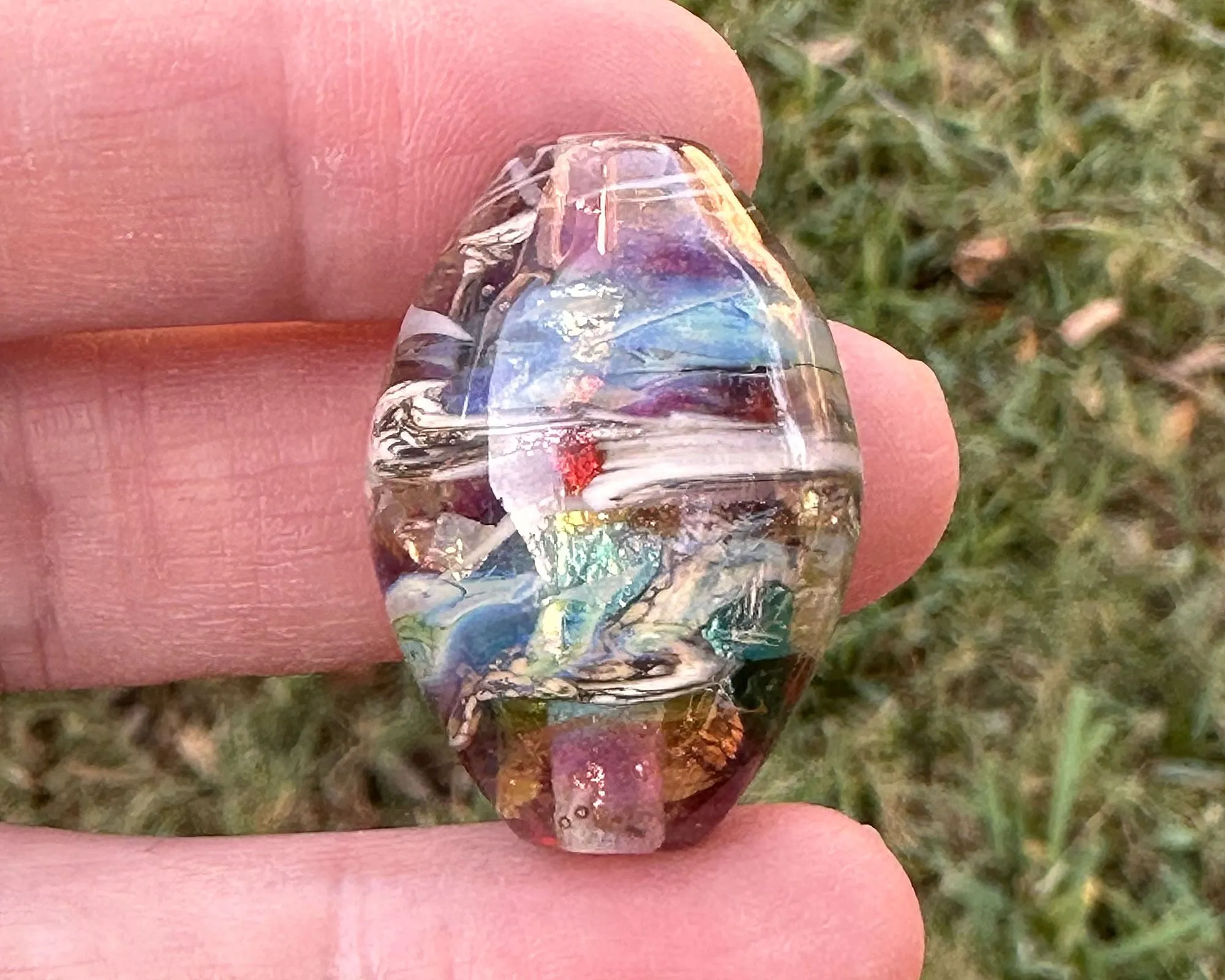 Rainbow Shimmer Lampwork Focal Bead SRA