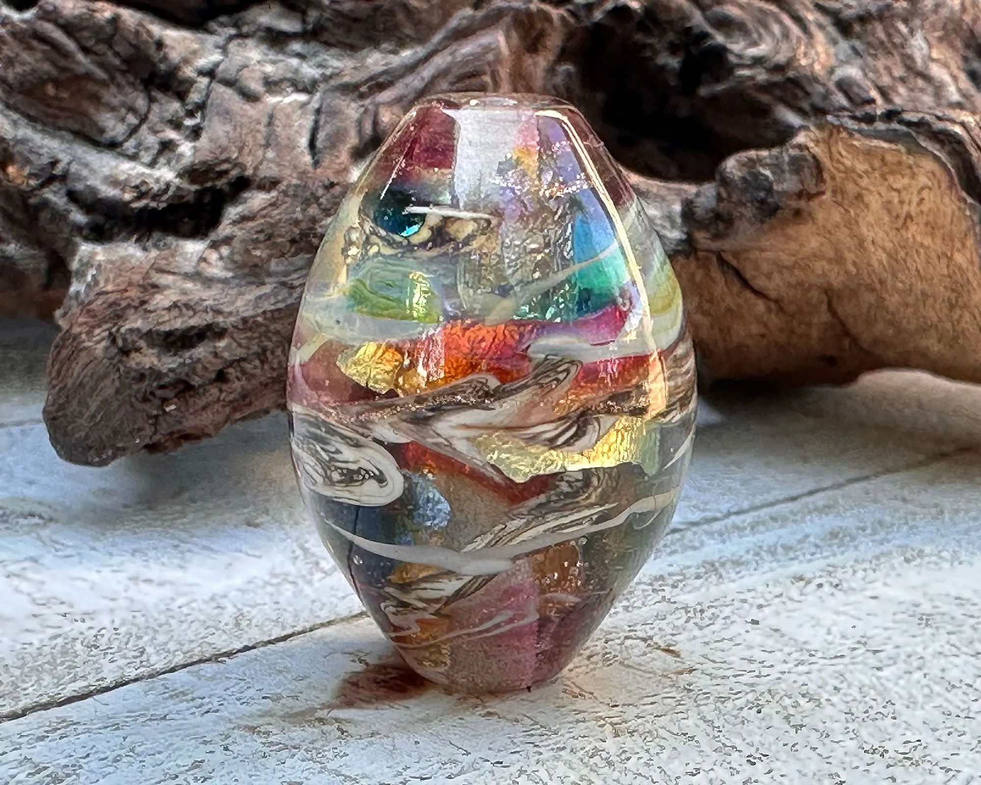 Rainbow Shimmer Lampwork Focal Bead SRA