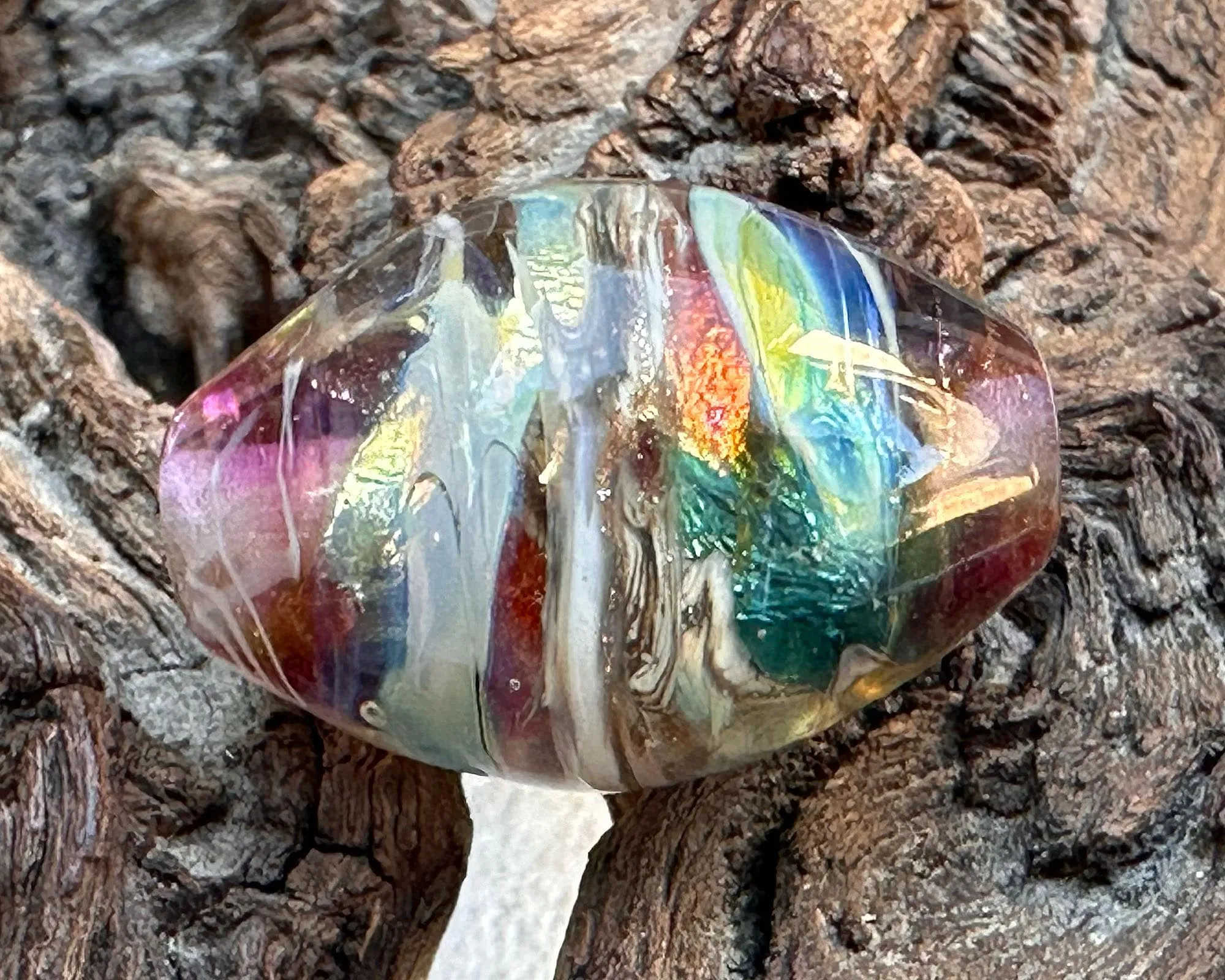 Rainbow Shimmer Lampwork Focal Bead SRA